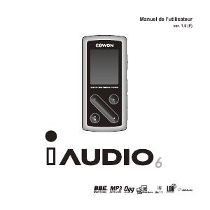 Mode d’emploi COWON iAudio 6 Lecteur Mp3