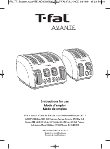 Manual Tefal TT560E50 Avante Toaster