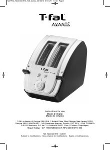 Manual Tefal TT710150 Avante Toaster