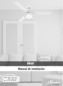 Manual de uso Hunter 50386 Aker Ventilador de techo