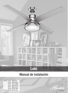 Manual de uso Hunter 54151 Loki Ventilador de techo