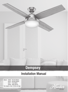 Manual Hunter 59216 Dempsey Ceiling Fan