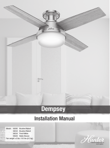 Manual Hunter 50282 Dempsey Ceiling Fan