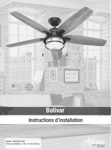 Mode d’emploi Hunter 59644 Bolivar Ventilateur de plafond