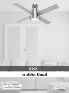 Manual de uso Hunter 54214 Beck Ventilador de techo