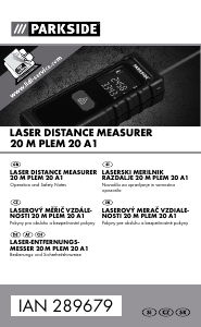 Priročnik Parkside IAN 289679 Laserski merilnik razdalje