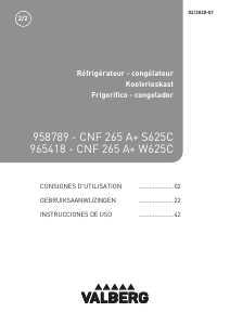 Mode d’emploi Valberg CNF 265 A+ S625C Réfrigérateur combiné