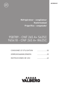 Handleiding Valberg CNF 265 A+ W625C Koel-vries combinatie