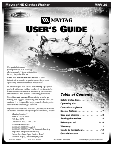 Manual de uso Maytag MAV-39 Lavadora