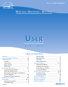 Manual de uso Maytag MAH7550AGW Neptune Lavadora