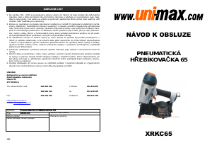 Manuál Uni-Max XRKC65 Sponkovačka