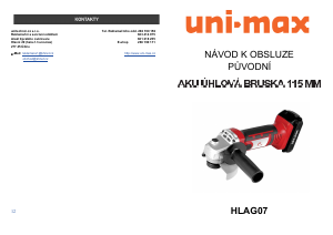 Manuál Uni-Max HLAG07 Úhlová bruska