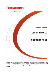 Manual Changhong FSF209R02W Freezer