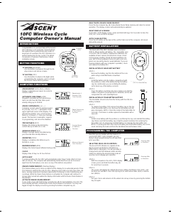 Manual Ascent 10FC Cycling Computer