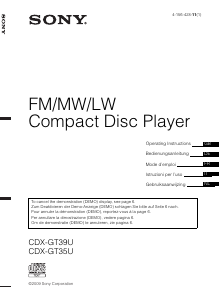 Manual Sony CDX-GT39U Car Radio