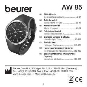 Instrukcja Beurer AW 85 Smartwatch