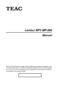 Mode d’emploi TEAC MP-350 Lecteur Mp3