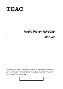 Mode d’emploi TEAC MP-8000 Lecteur multimédia