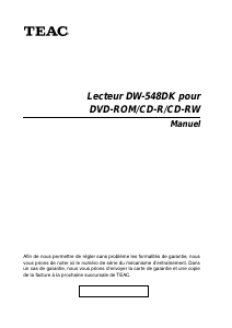 Mode d’emploi TEAC DW-548DK Lecteur DVD
