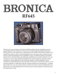 Handleiding Bronica RF645 Camera