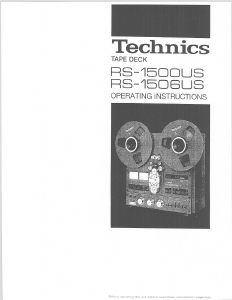 Manual Technics RS-1506US Tape Recorder