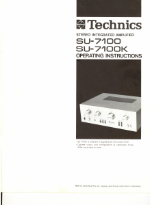 Mode d’emploi Technics SU-7100 Amplificateur