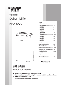 Manual Rasonic RPD-YA20 Dehumidifier