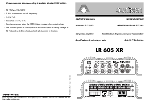 Manuale Audison LR 605 XR Amplificatore auto