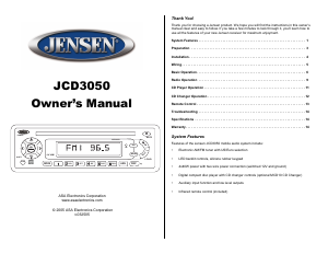 Mode d’emploi Jensen JCD3050 Autoradio