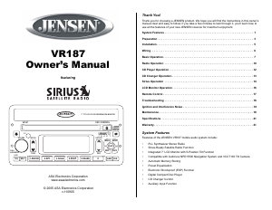 Manual Jensen VR187 Car Radio