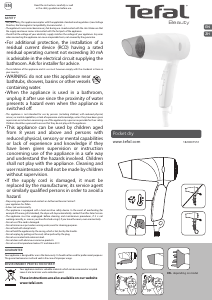 Manual Tefal HV1513M0 Pocket Dry Hair Dryer