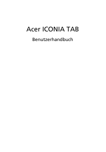 Bedienungsanleitung Acer Iconia Tab W500 Tablet