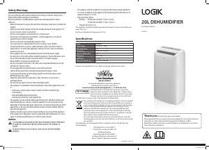 Handleiding Logik L20DH19 Luchtontvochtiger