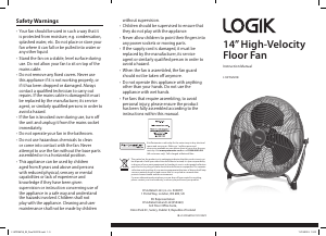 Manual Logik L14FFGM18 Fan