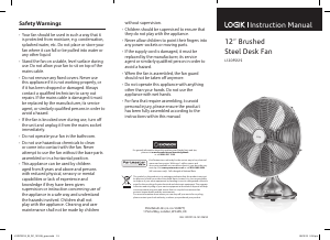 Manual Logik L12DFSS15 Fan