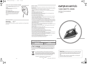Manual Currys Essentials C120IR11 Iron
