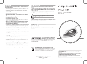 Manual Currys Essentials C140IR10 Iron