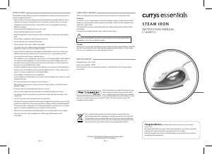 Handleiding Currys Essentials C140IR10 Strijkijzer