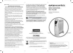 Manual Currys Essentials C7MOR12 Heater