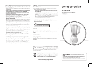 Manual Currys Essentials C15BW10 Blender