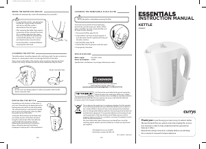 Manual Currys Essentials C15JKW13 Kettle