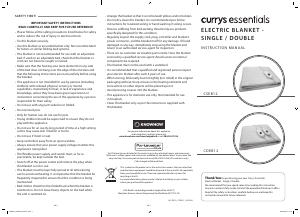 Handleiding Currys Essentials CDEB12 Elektrische deken