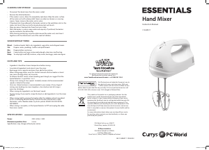 Manual Currys Essentials C12HMW17 Hand Mixer