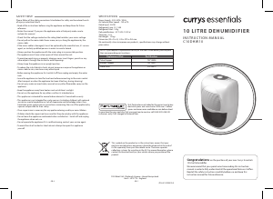 Manual Currys Essentials C10DHW10 Dehumidifier