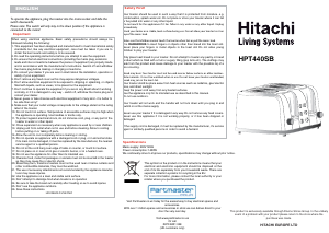 Manual Hitachi HPT440SB Toaster