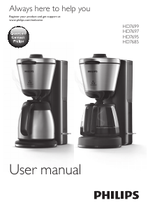 Mode d’emploi Philips HD7695 Intense Cafetière