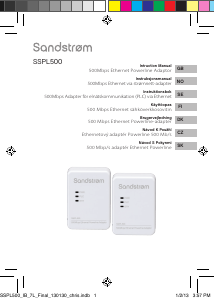 Návod Sandstrøm SSPL500 Powerline adaptér