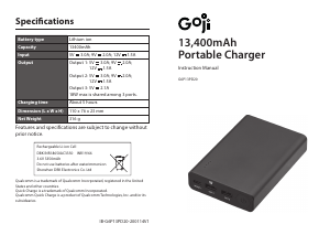 Manual Goji G6P13PD20 Portable Charger