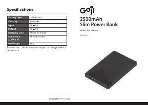 Manual Goji G6P2BK202500 Portable Charger