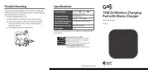 Handleiding Goji GP10WC20 Draadloze oplader